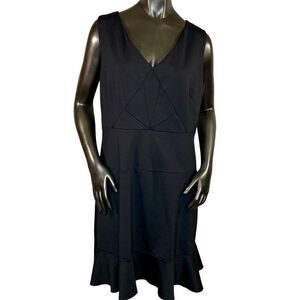 Jennifer Lopez Sleeveless Black Dress Womens Size 10 Fit and Flare Knee Length